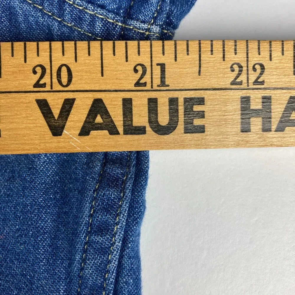 Levi’s Denim Western Shirt Mens Large Pearl Snap Standard Fit Blue Jean Shirt